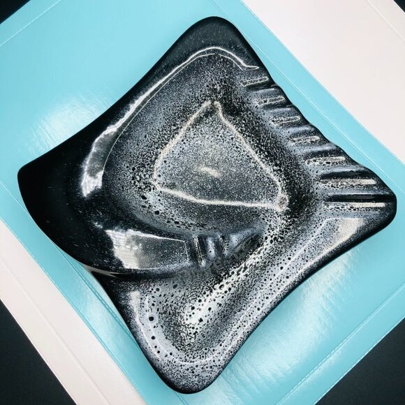 Beauceware Ceramic Ashtray Beauce Pottery #906 Black White Spatter Accent Bowl - Picture 5 of 13